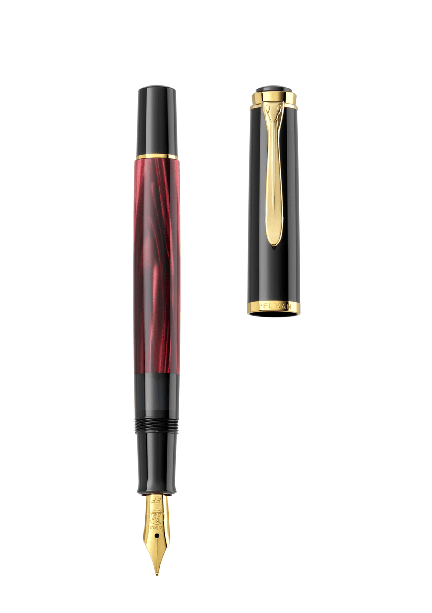 STILOU CLASSIC M200 M EDITIE SPECIALA RED MARBLED PENITA OTEL+ACCESORII PLACATE AUR NEGRU/ROSU CUTIE CADOU