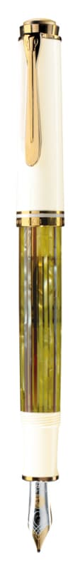 STILOU SOUVERAN M400 B TORTOISESHELL PENITA AUR 14K+ACCESORII PLACATE AUR ALB/VERDE