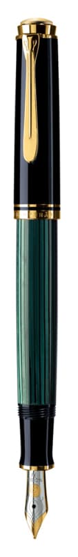 STILOU SOUVERAN M400 EF PENITA AUR 14K+ACCESORII PLACATE AURP NEGRU/VERDE