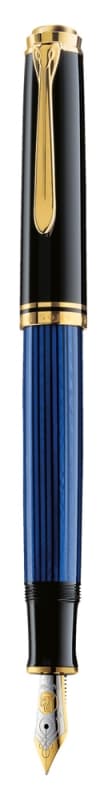 STILOU SOUVERAN M600 M PENITA AUR 14K+ACCESORII PLACATE AUR NEGRU/ALBASTRU