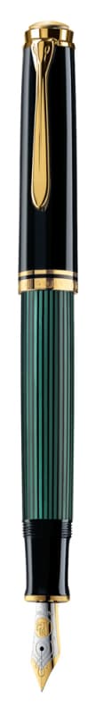 STILOU SOUVERAN M600 EF PENITA AUR 14K+ACCESORII PLACATE AUR NEGRU/VERDE