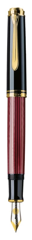 STILOU SOUVERAN M600 B PENITA AUR 14K+ACCESORII PLACATE AUR NEGRU/ROSU