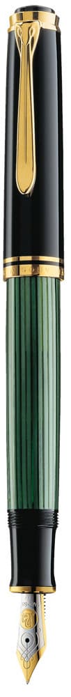 STILOU SOUVERAN M600 B PENITA AUR14K+ACCESORII PLACATE AUR NEGRU/VERDE