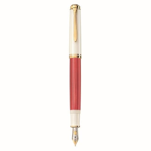 STILOU SOUVERAN M600 F ED SP RED/WHITE PENITA AUR 14K+ACCESORII PLACATE AUR ROSU/ALB CUTIE CADOU
