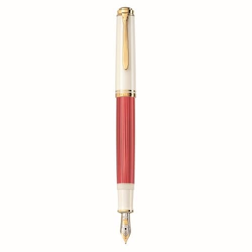 STILOU SOUVERAN M600 M ED SP RED/WHITE PENITA AUR 14K+ACCESORII PLACATE AUR ROSU/ALB CUTIE CADOU