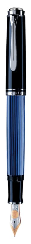 STILOU SOUVERAN M805 EF PENITA AUR 18K PLACAT PALADIU NEGRU/ALBASTRU