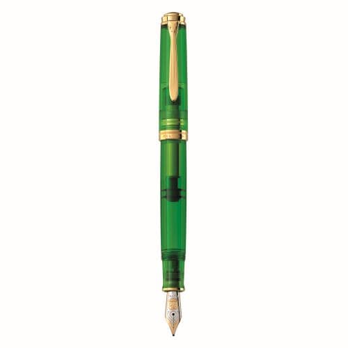 STILOU SOUVERAN M800 F GREEN DEMONSTRATOR PENITA AUR 18K+ACCESORII PLACATE RODIU CUTIE CADOU