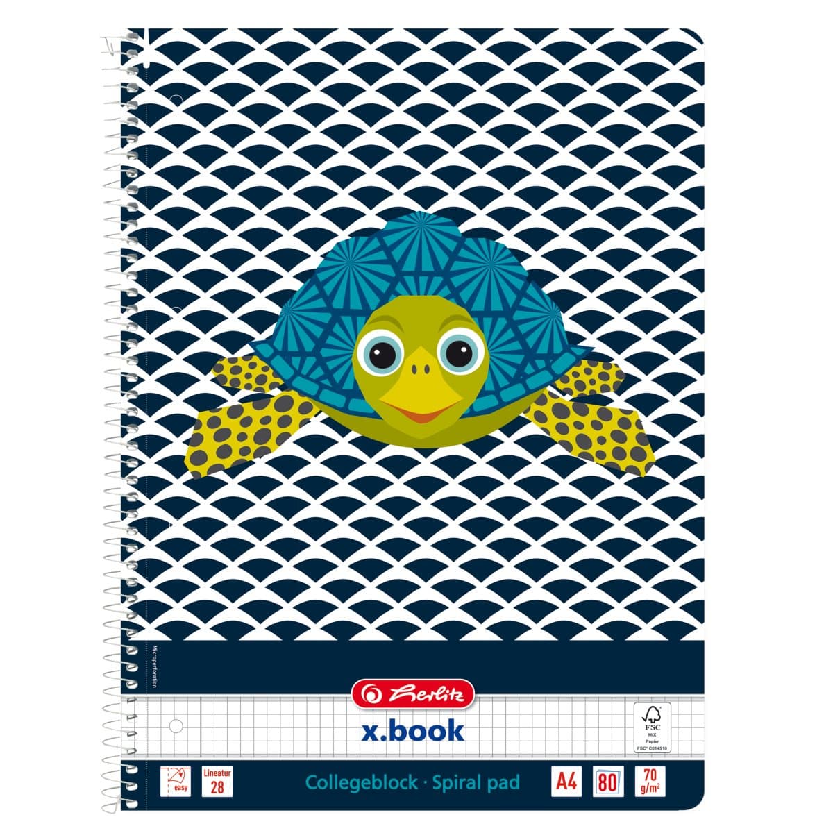 CAIET A4 80F SPIRA PATRATELE CUTE ANIMALS TURTLE