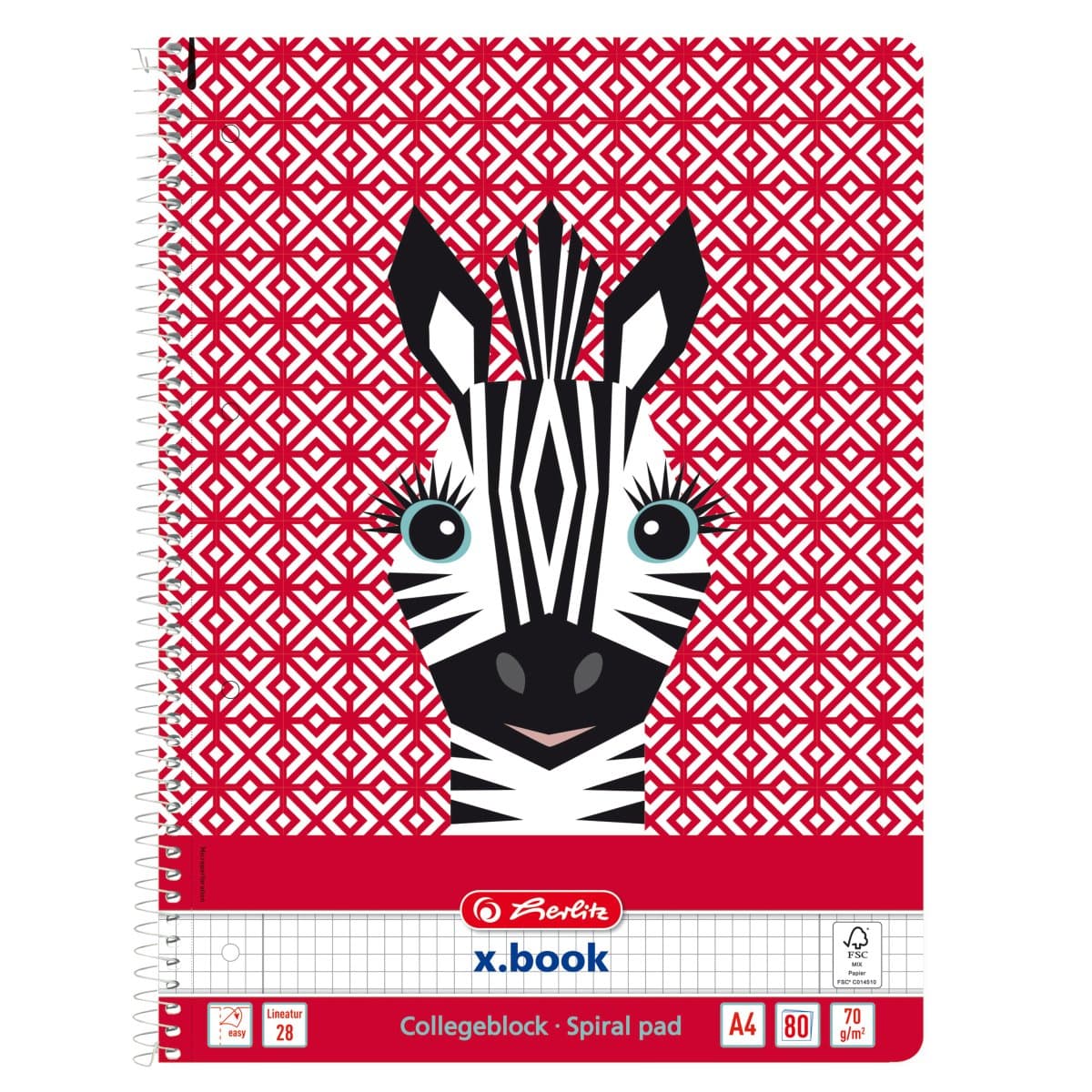 CAIET A4 80F SPIRA PATRATELE CUTE ANIMALS ZEBRA