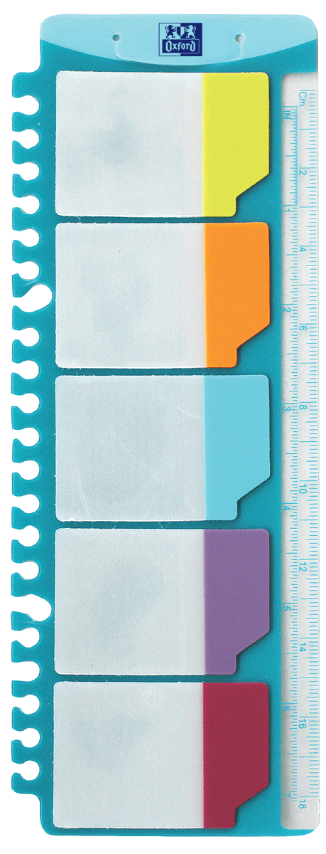 INDEX PLASTIC ADEZIV OXFORD 25X9CM TRANSLUCID 18CM 5X5 CULORI SET 25
