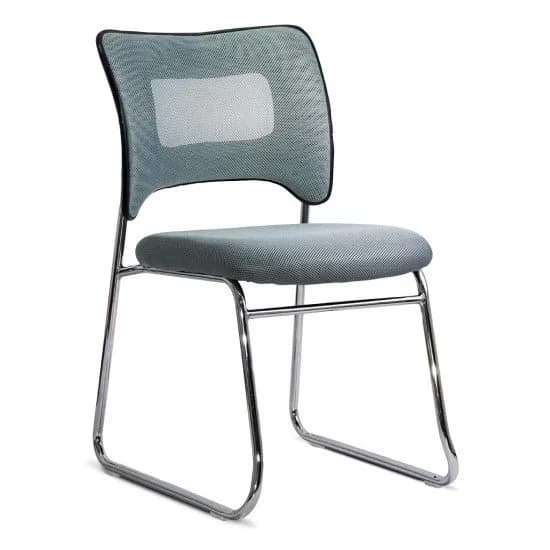 Scaun vizitatori gri din mesh cu cadru metalic de tip sanie HRC 613F