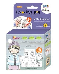Cutie creativa cu role pentru colorat, 3 buc/set, Stick'n Little Designer - iarna
