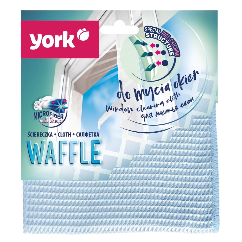 Laveta microfibra generatie noua, 35 x 35cm, pentru suprafete diverse, YORK Waffle - bleu