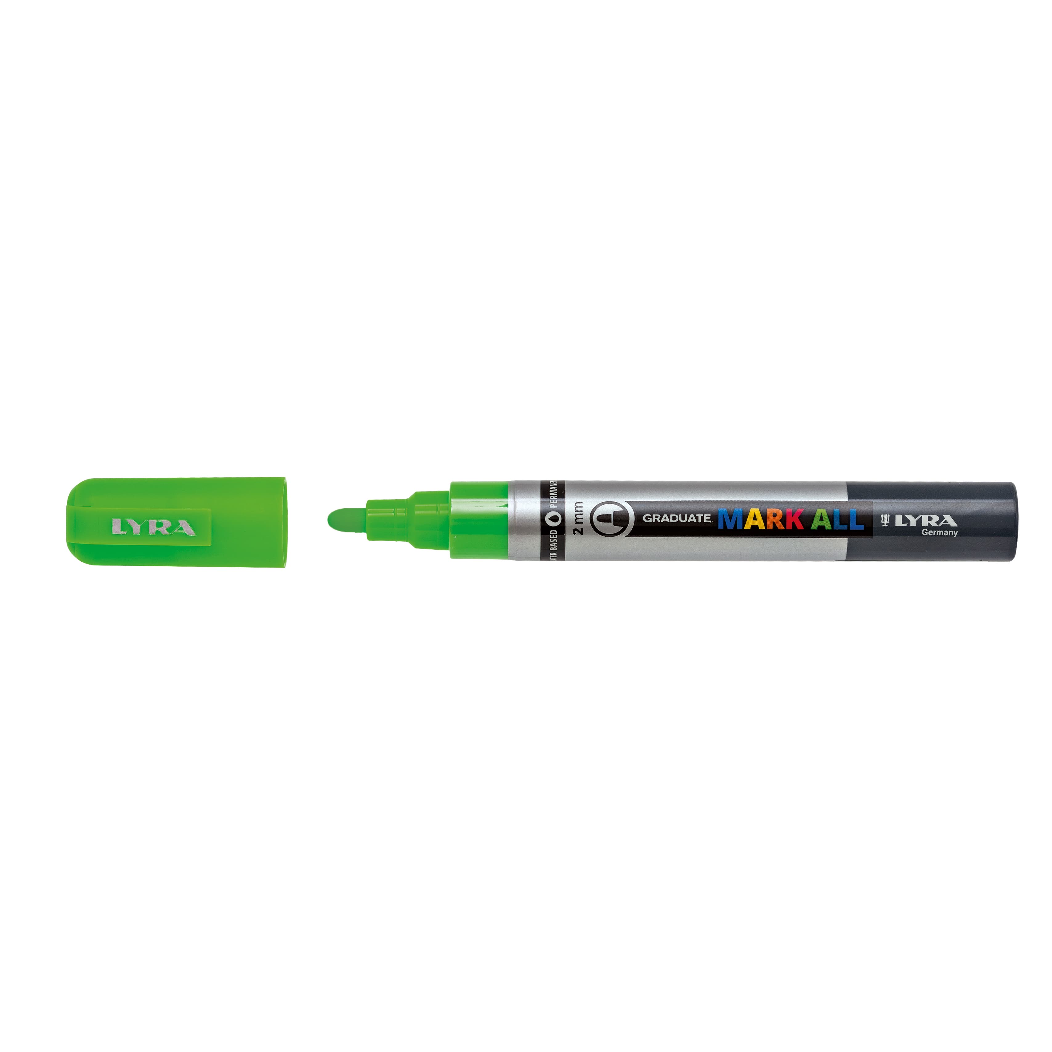Marker LYRA Graduate Mark All, pe baza de apa, varf 2mm, pentru orice suprafata - verde neon