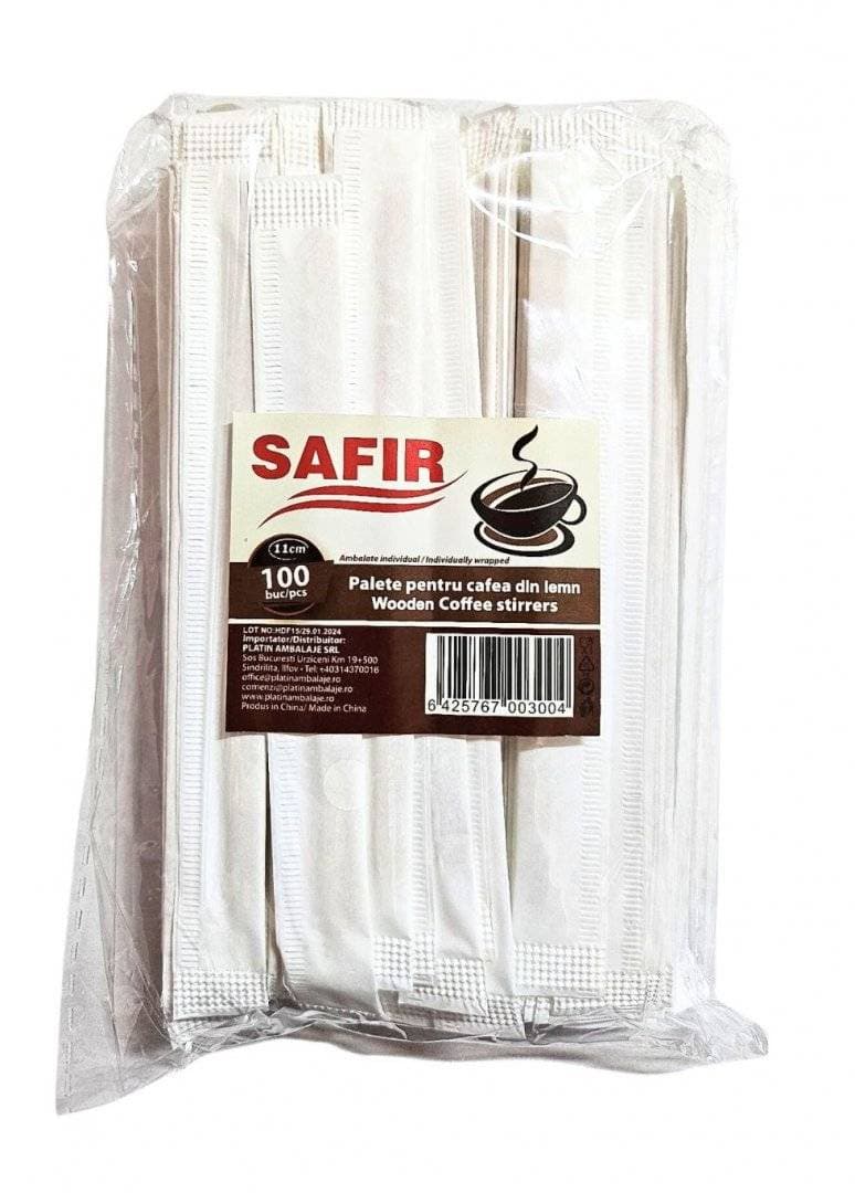 Paletine cafea lemn ambalate individual,11 cm, 100buc/set