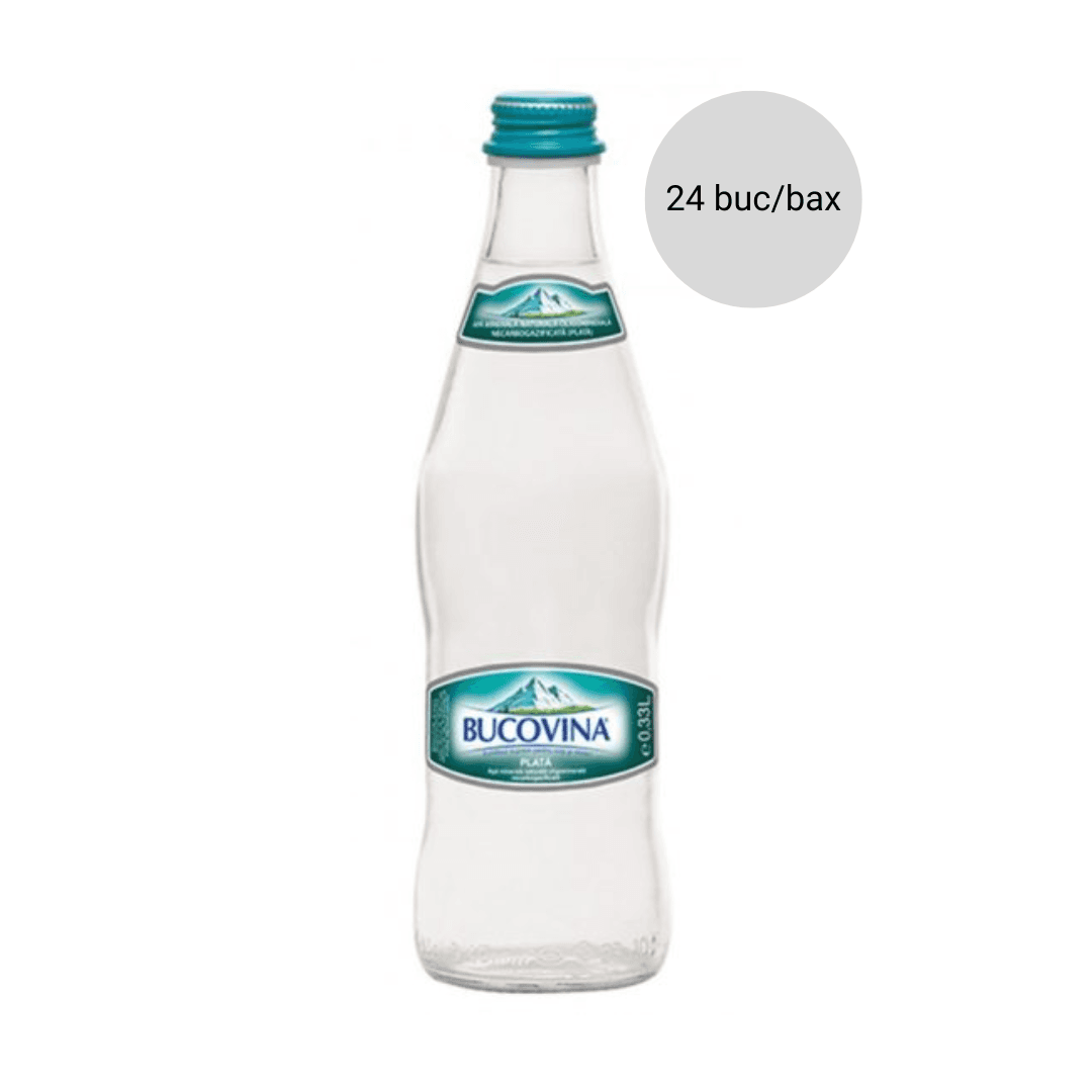 Apa plata sticla Bucovina 0.33 l, 24 buc/bax