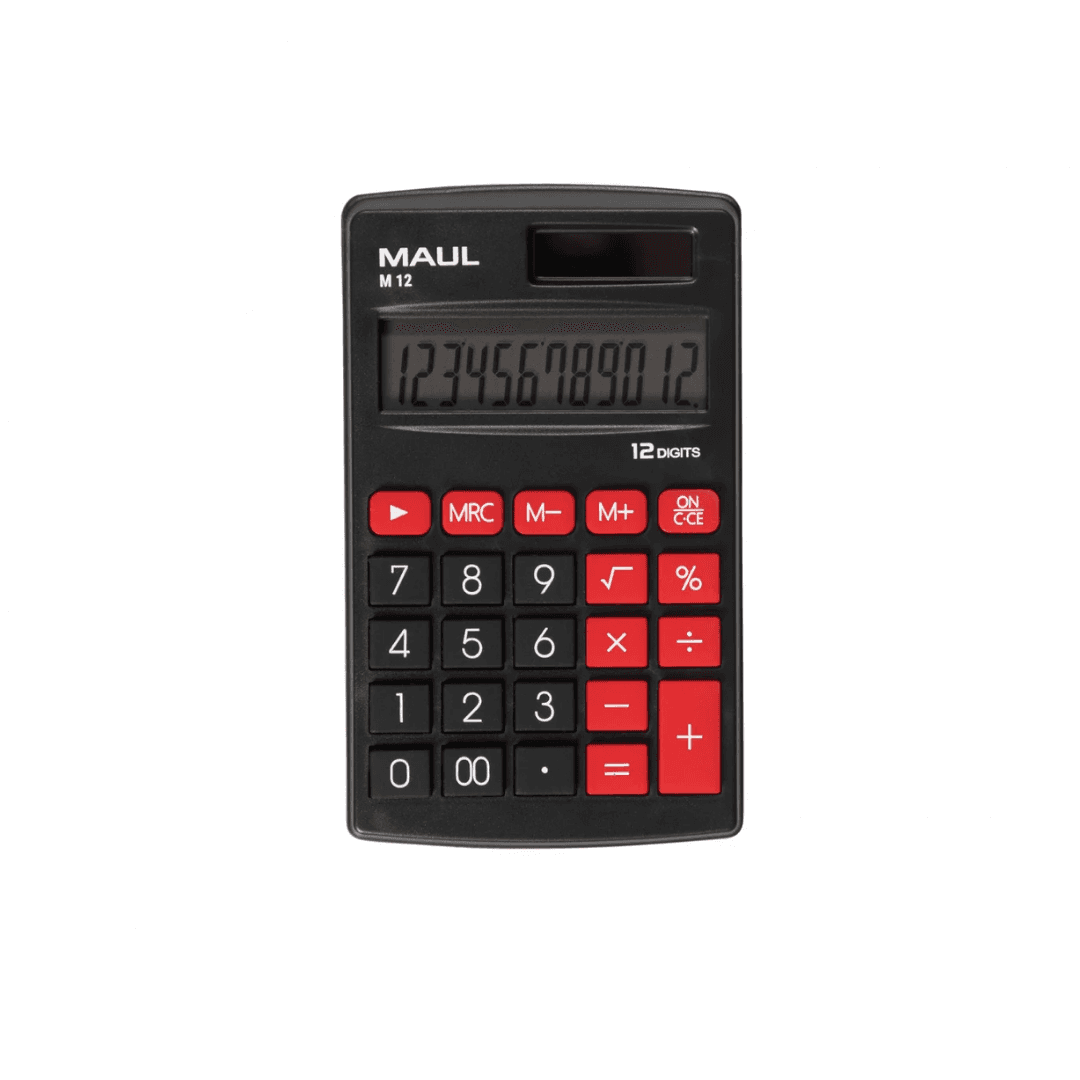 Calculator de buzunar, 12 digits, MAUL M12 - negru