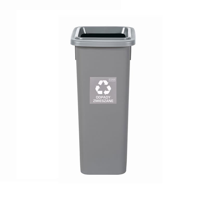 Cos plastic reciclare selectiva, capacitate 75l, PLAFOR Fit - gri cu capac gri - altele