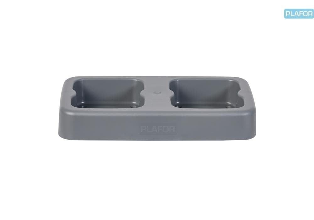 Suport plastic pentru 2 cosuri reciclare selectiva (2 x 75L), 79 x 39 x h8.5cm, PLAFOR Fit