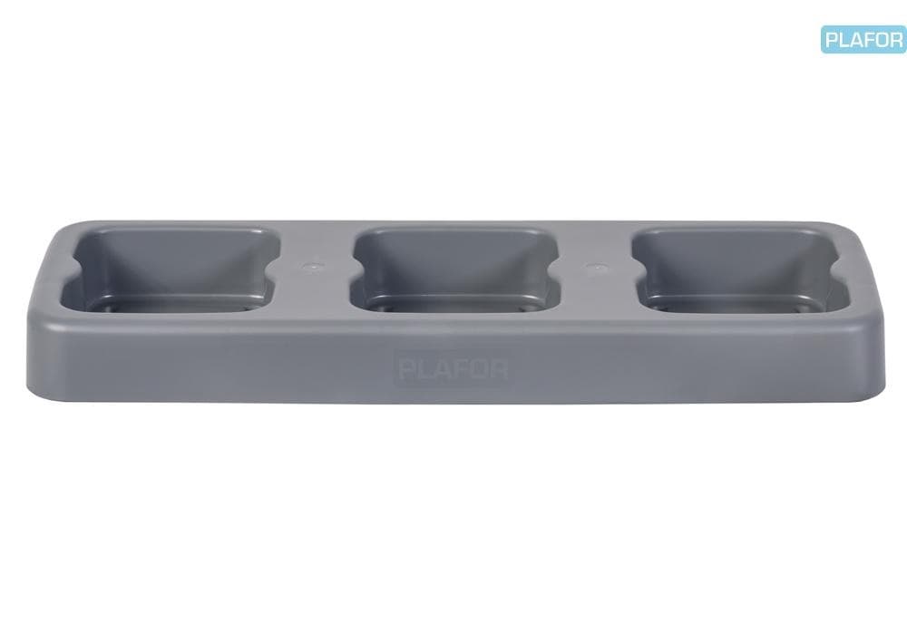 Suport plastic pentru 3 cosuri reciclare selectiva (3 x 75L), 118 x 39 x h8.5cm, PLAFOR Fit