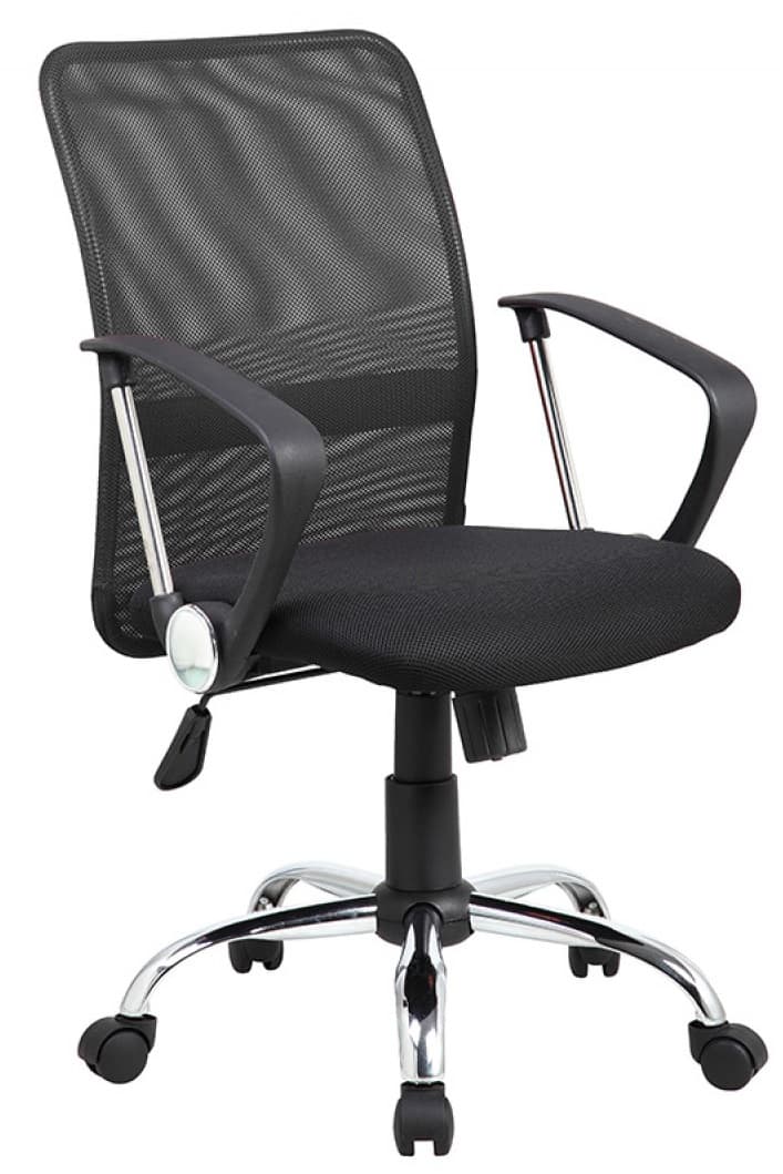 Scaun de birou, brate plastic, rotile, mesh textil/stofa, Office Products Lipsi - negru