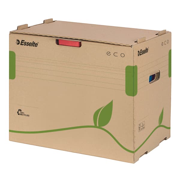 Container arhivareEsselte Eco, pt biblioraft, deschidere frontala, carton, 100% reciclat, FSC, natur