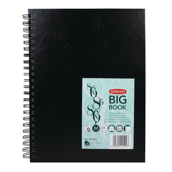 Caiet pentru schite si desen DERWENT Professional, A4, cu spira, 86 coli, 110gsm, hartie alba
