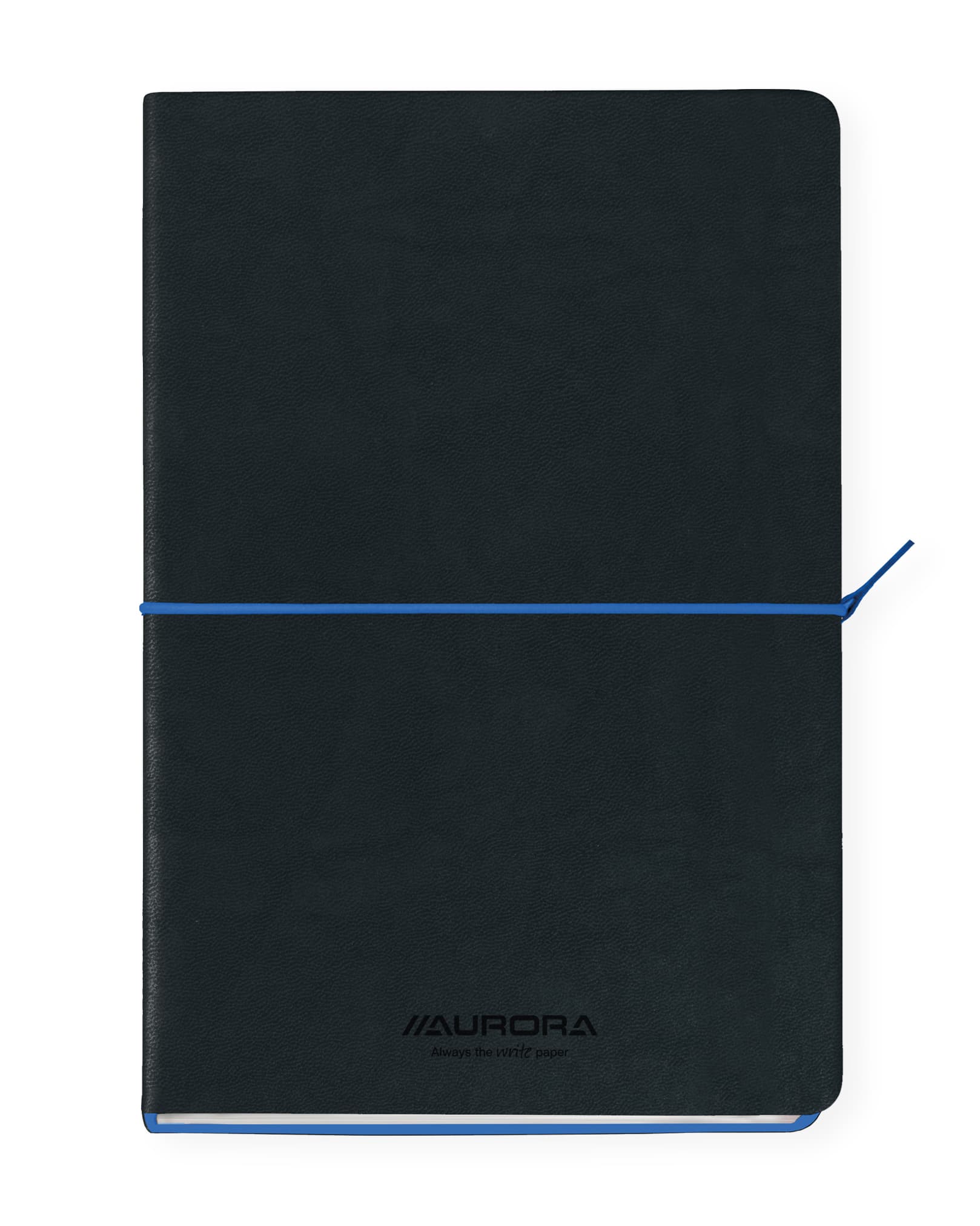 Caiet A5, 192 file-hartie cream FSC 80gsm, coperta soft-touch negru/albastru, AURORA Tesoro-dictando