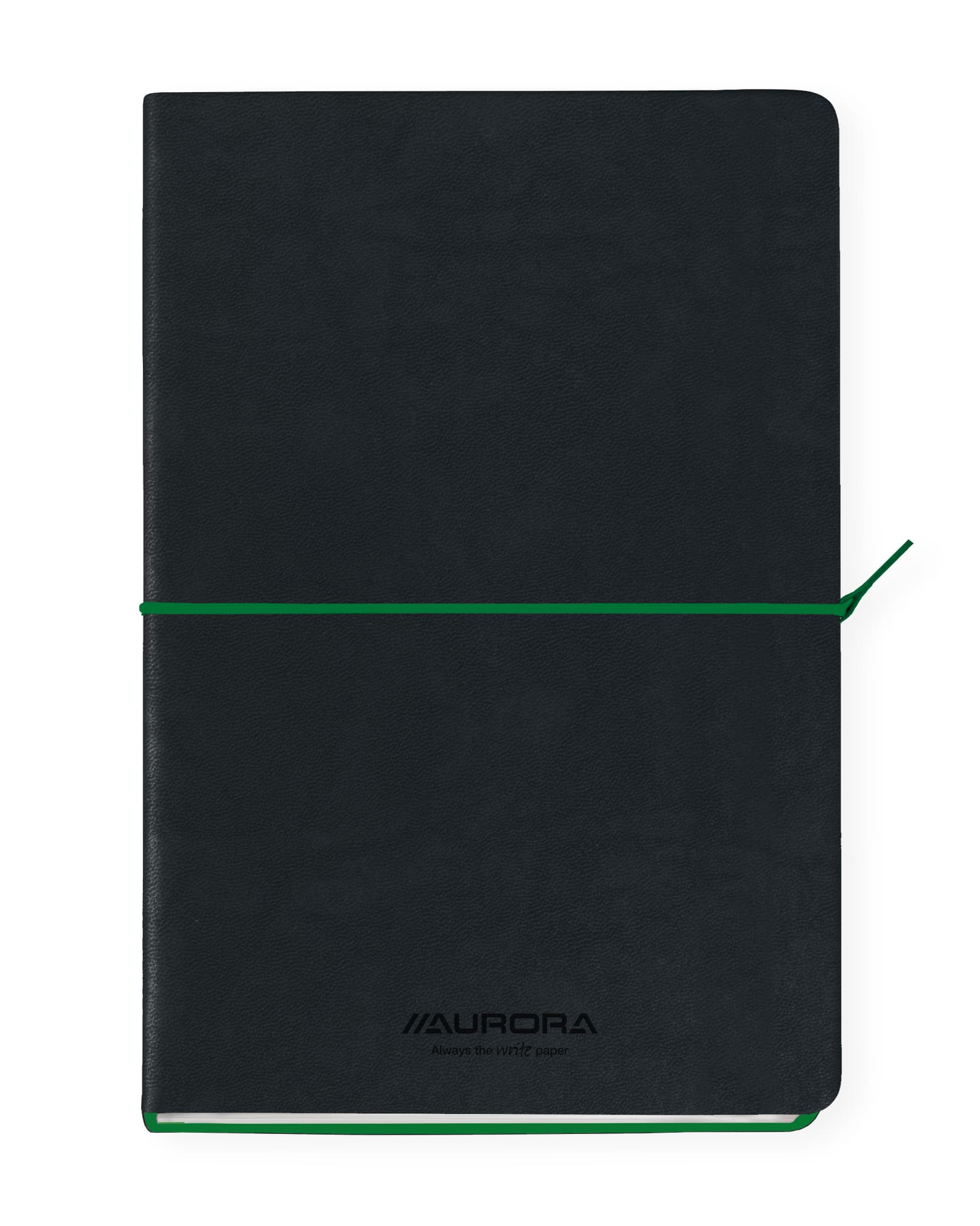 Caiet A5, 192 file-hartie cream FSC 80gsm, coperta soft-touch negru/verde, AURORA Tesoro - dictando