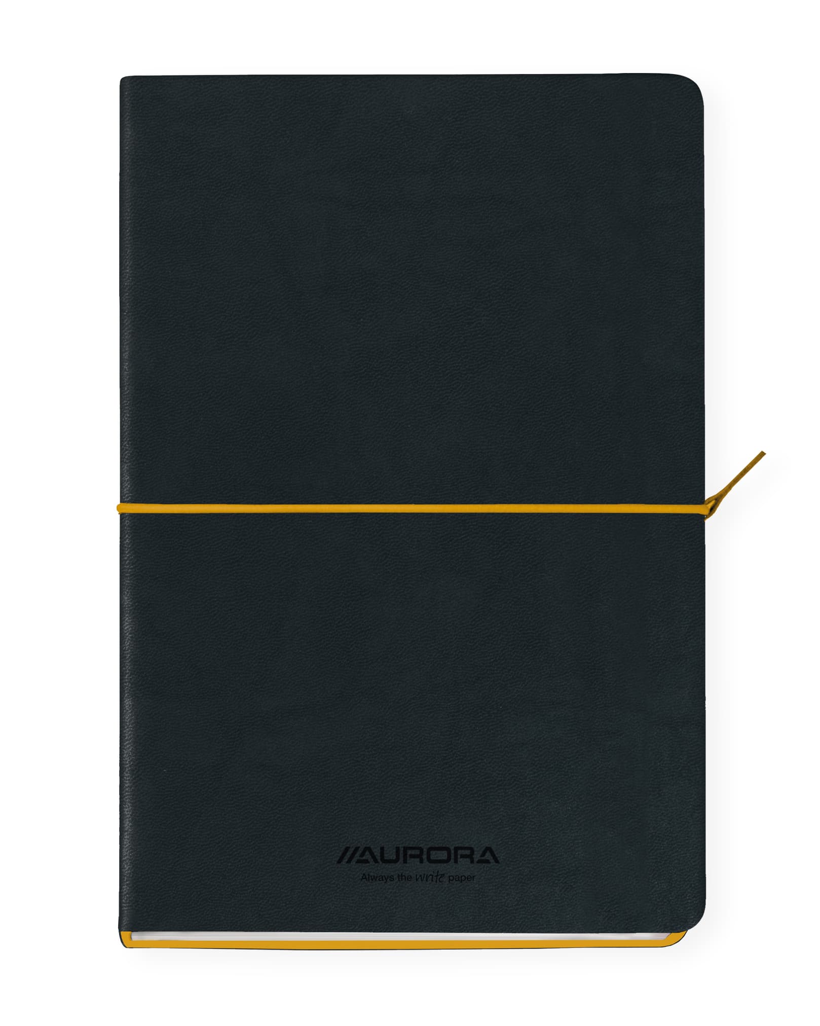 Caiet A5, 192 file-hartie cream FSC 80gsm, coperta soft-touch negru/galben ,AURORA Tesoro - dictando