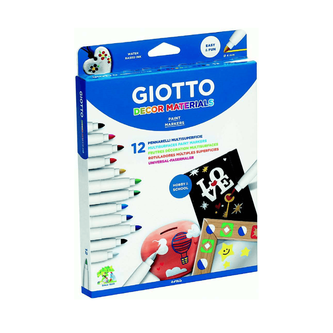 Markere cu vopsea, 12 culori/set, GIOTTO Decor Materials