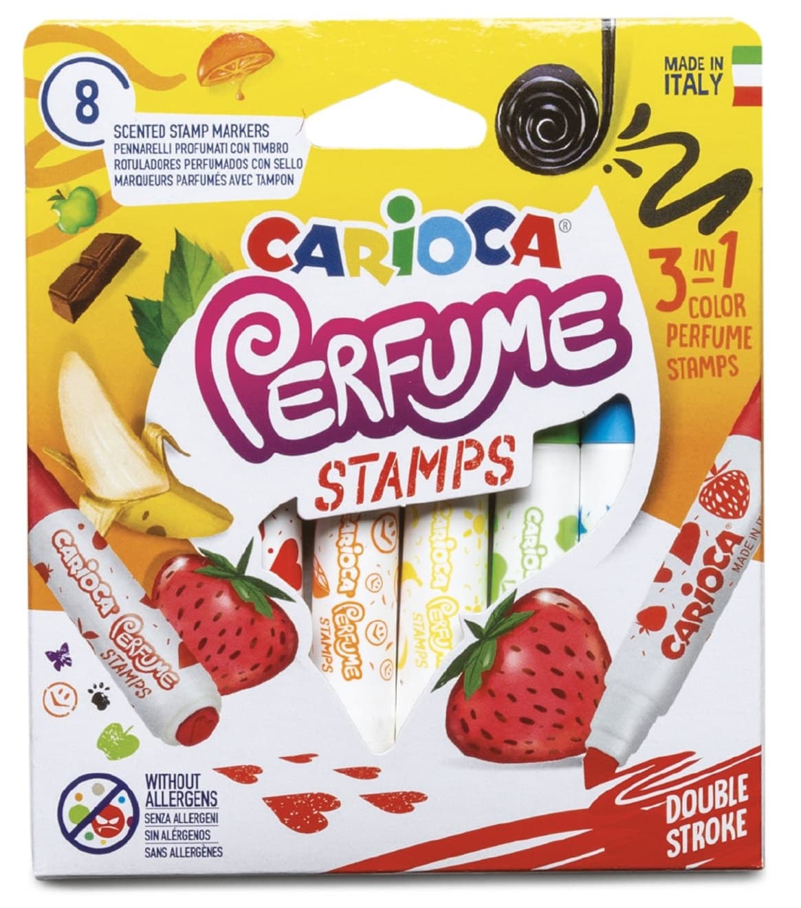 Carioca lavabila, parfumata, 8 culori/cutie, CARIOCA Perfume Stamps