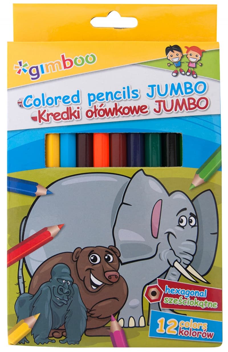 Creioane colorate, 12 culori/cutie, GIMBOO Jumbo