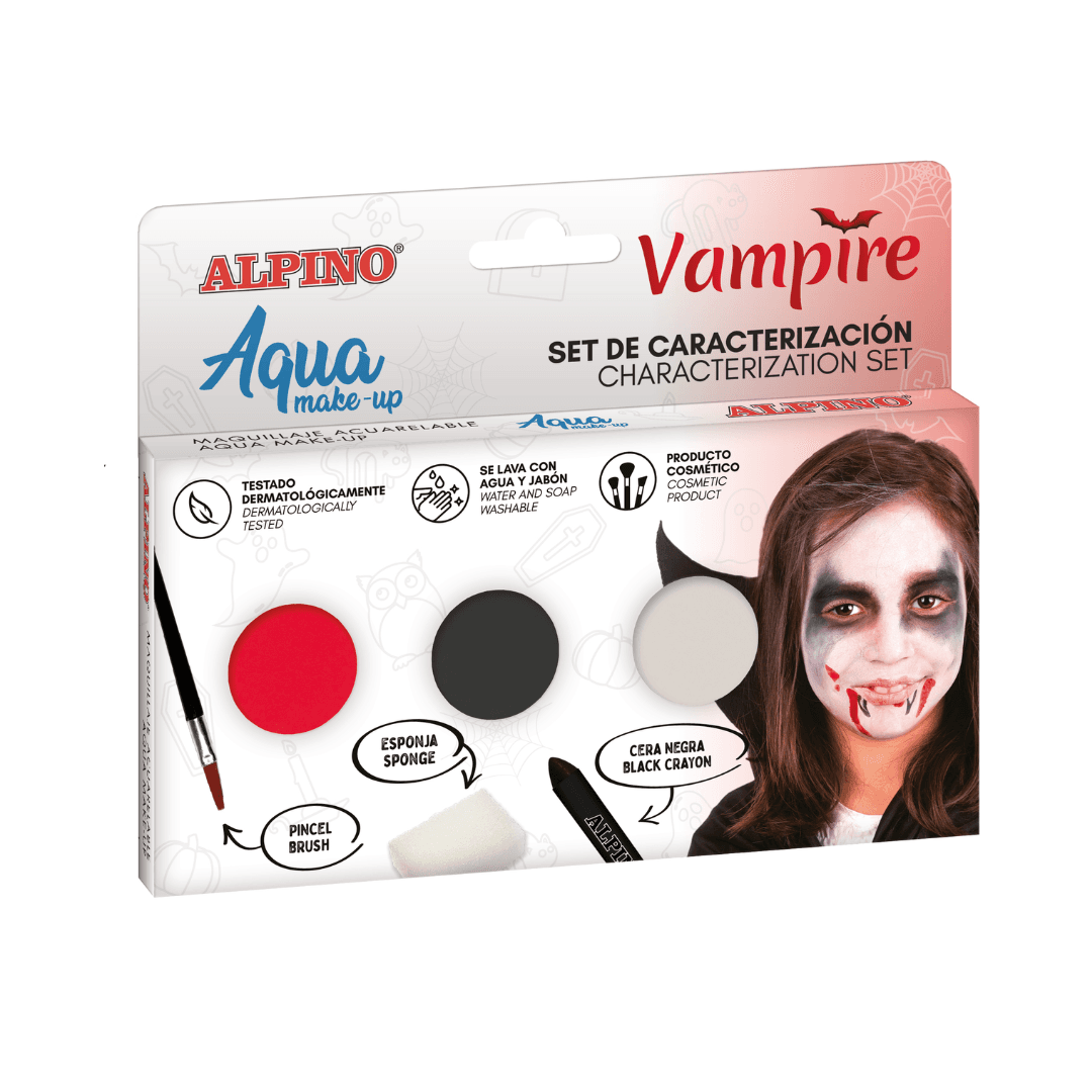 Set Alpino Aqua Make Up - Vampire, 3 culori+pensula si burete machiaj