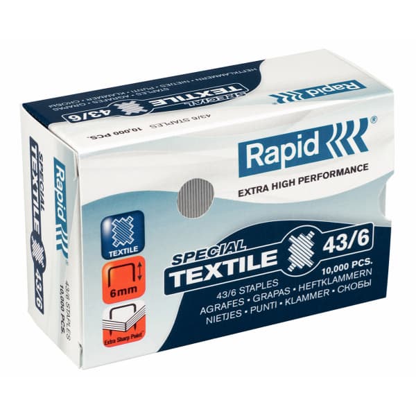 Capse Rapid Super Strong, 43/6 G, pentru textile, 10000/cutie