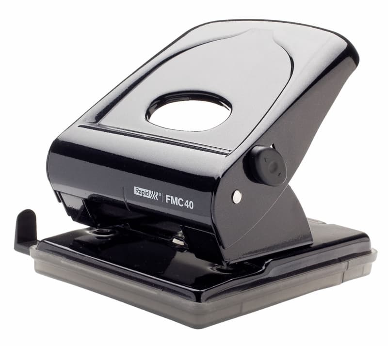 Perforator metalic Rapid FMC40, 40 de coli, cutie, negru