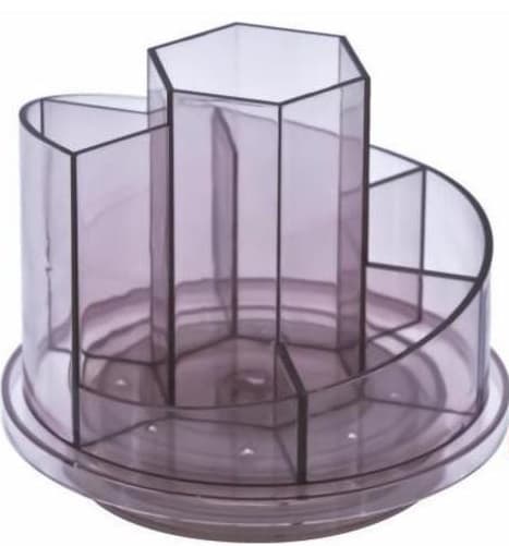 Suport plastic pentru accesorii de birou, rotativ, 7 compartimente, KEJEA - fumuriu