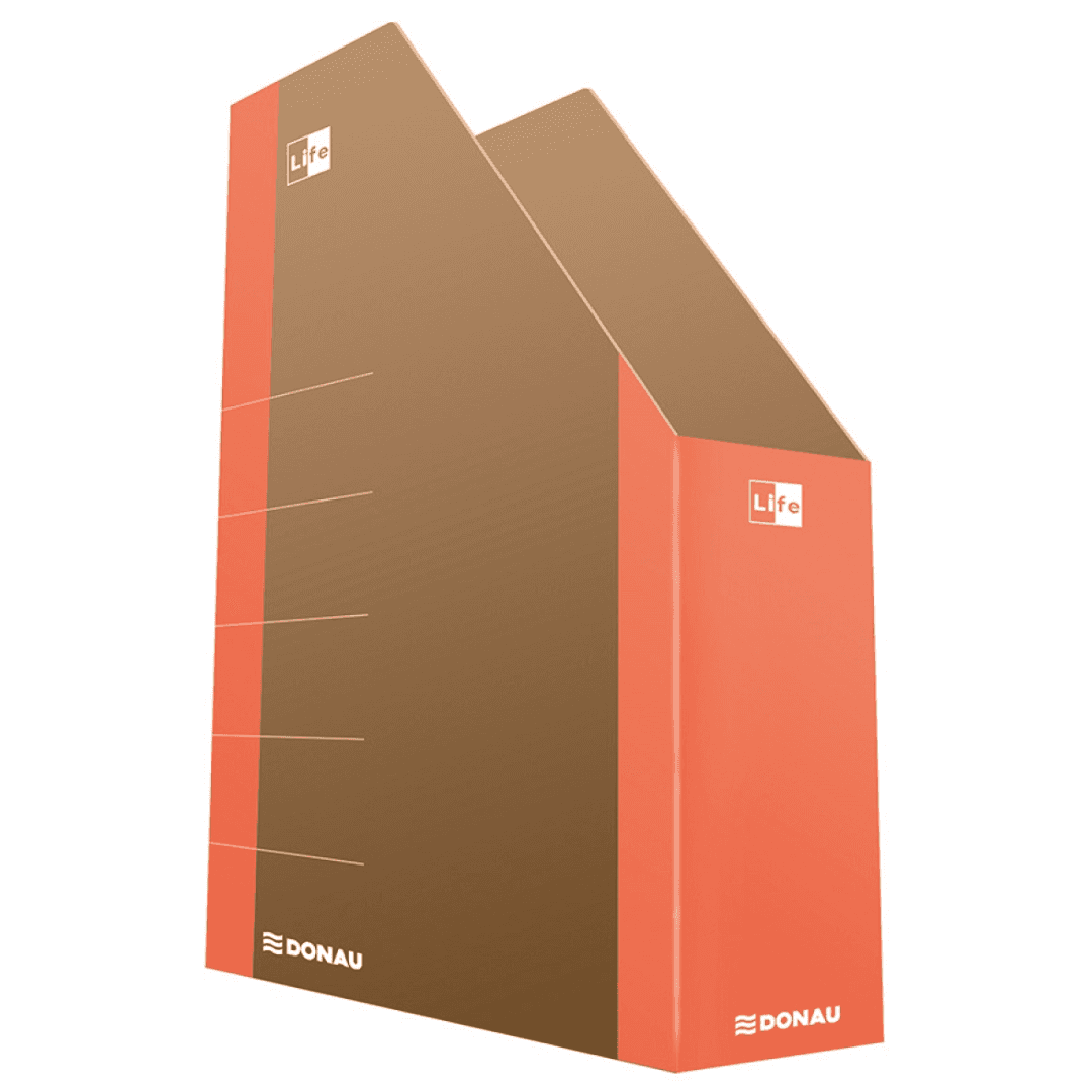 Suport vertical pentru cataloage, A4 - 8cm latime, carton 800gsm, DONAU Life - margine orange
