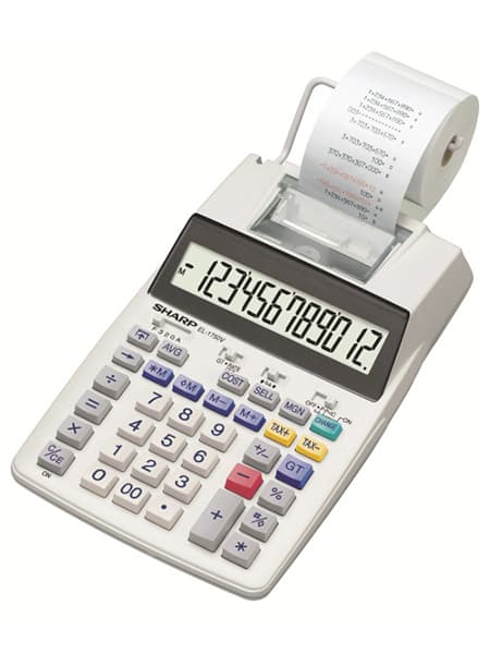 Calculator cu banda, 12 digits, 230x150x52mm, SHARP EL-1750V - alb