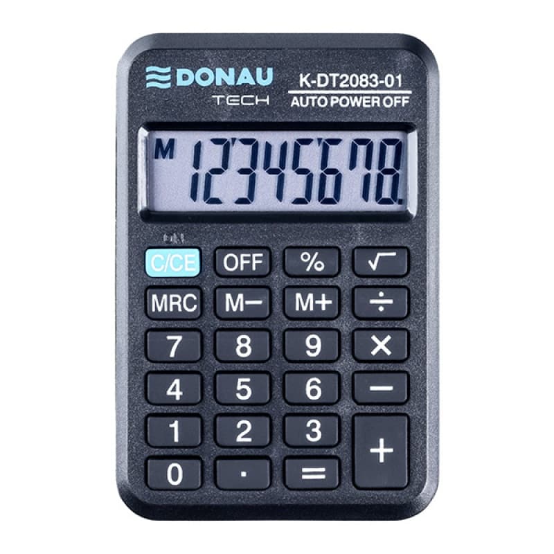 Calculator de buzunar, 8 digits, 88 x 59 x 10 mm, DONAU Tech DT2083 - negru