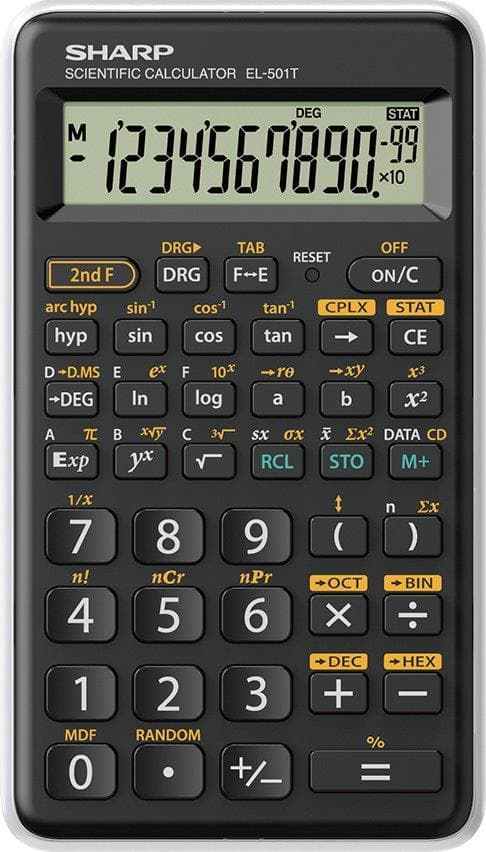Calculator stiintific, 10 digits, 131 functii, 144x75x10mm, SHARP EL-501TBWH - negru/alb