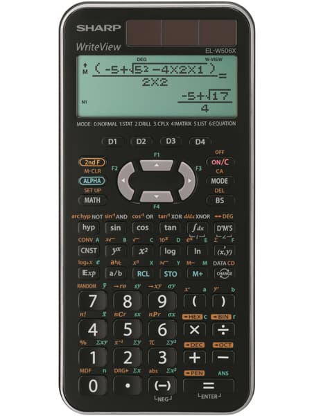 Calculator stiintific, 16 digits, 640 functii, 166x80x15mm, dual power, SHARP EL-W506XSL-negru/argin
