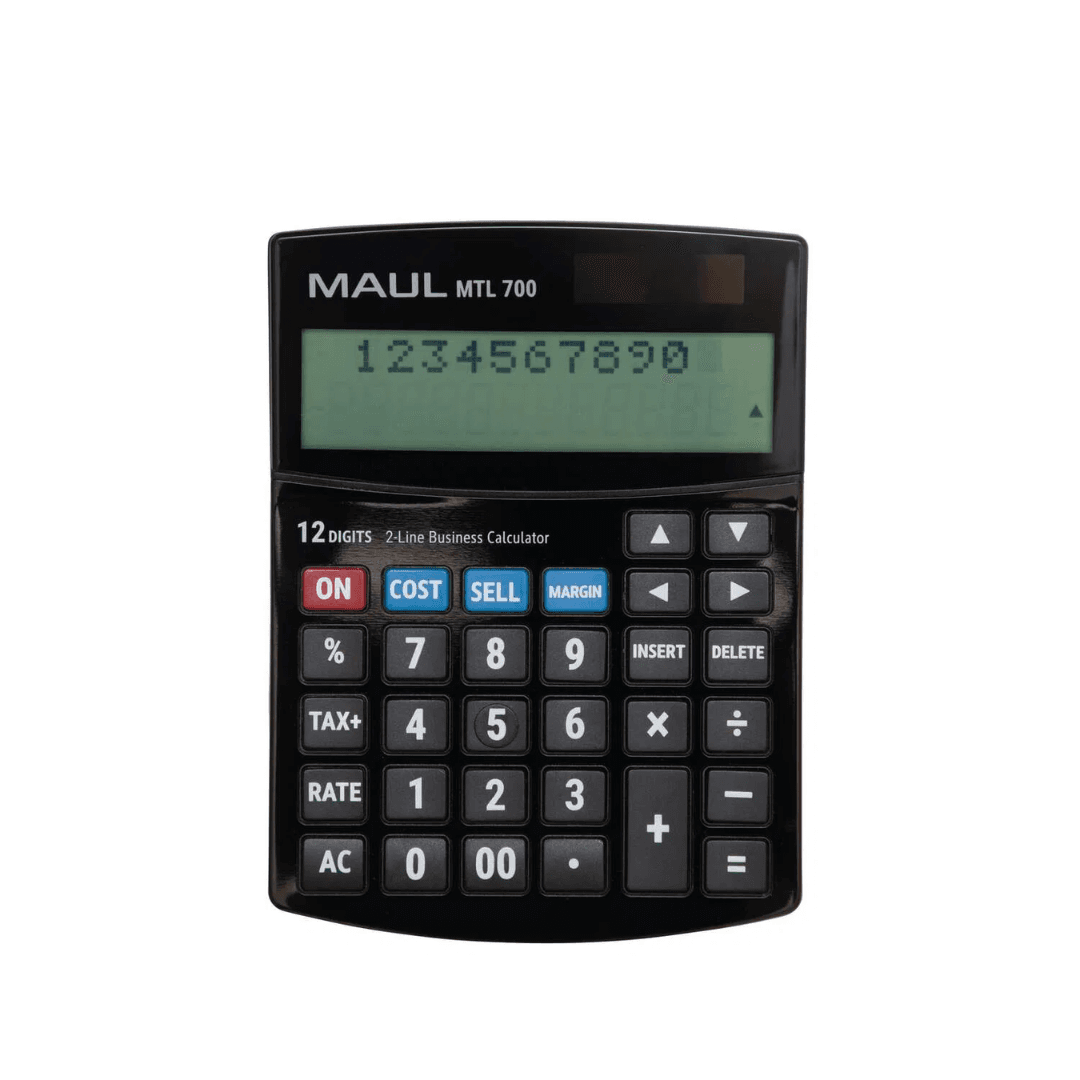 Calculator de birou, 12 digits, MAUL MTL700, afisaj display cu 2 randuri - negru