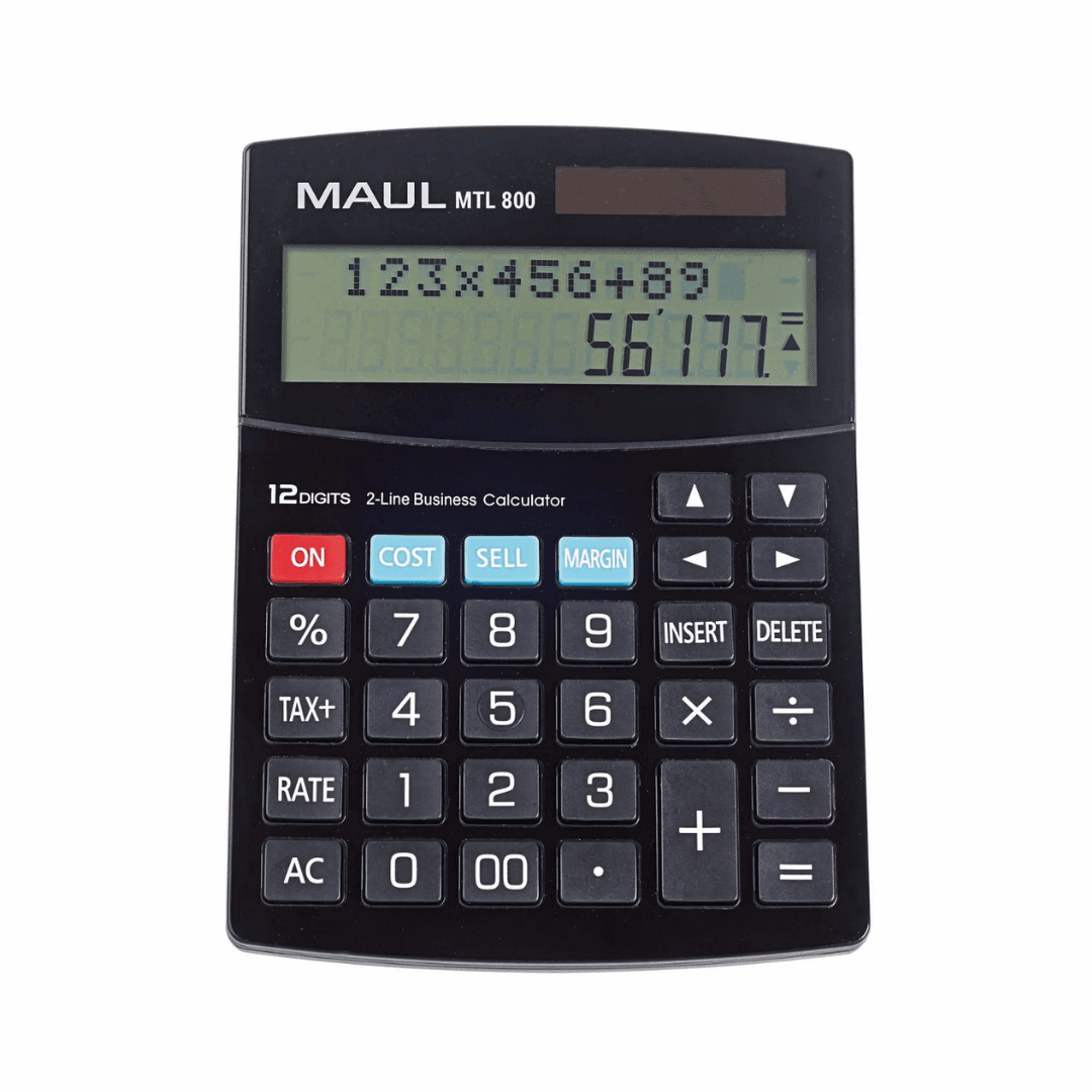 Calculator de birou, 12 digits, MAUL MTL800, afisaj display cu 2 randuri - negru