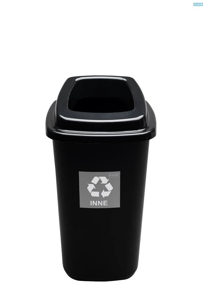 Cos plastic reciclare selectiva, capacitate 28l, PLAFOR Sort - negru cu capac negru - altele