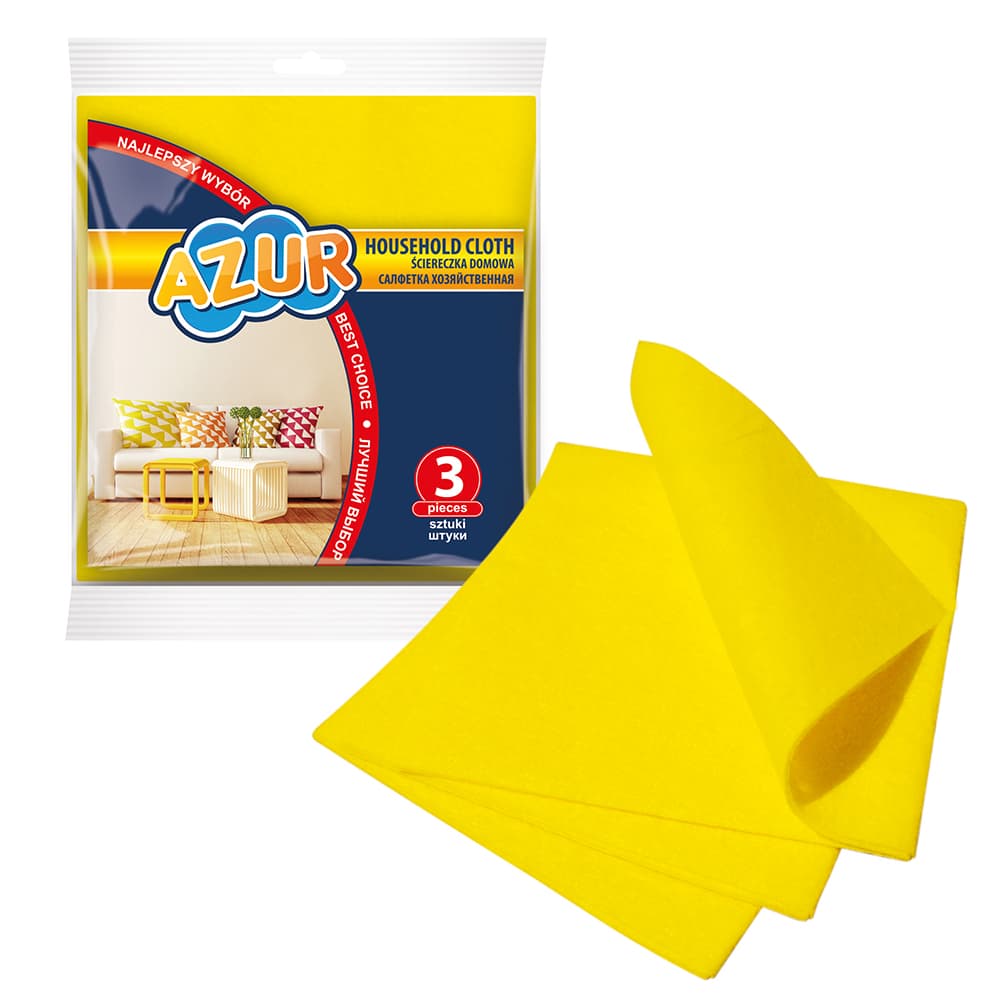 Lavete universale, 35 x 35cm, 3 buc/set, AZUR - galbene