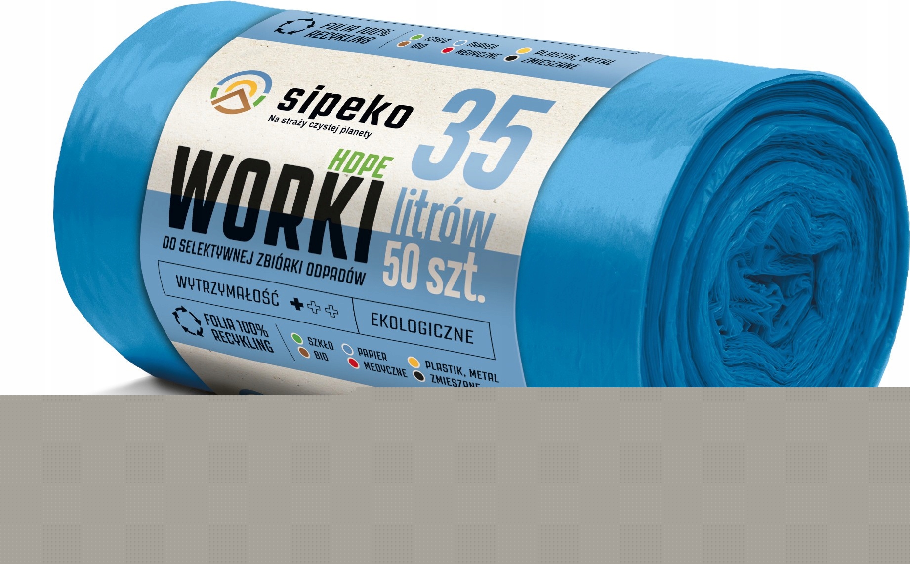 Saci menajeri standard HDPE, 35L, 50 x 54cm, 6 microni, 50buc/rola, Sipeko - albastri