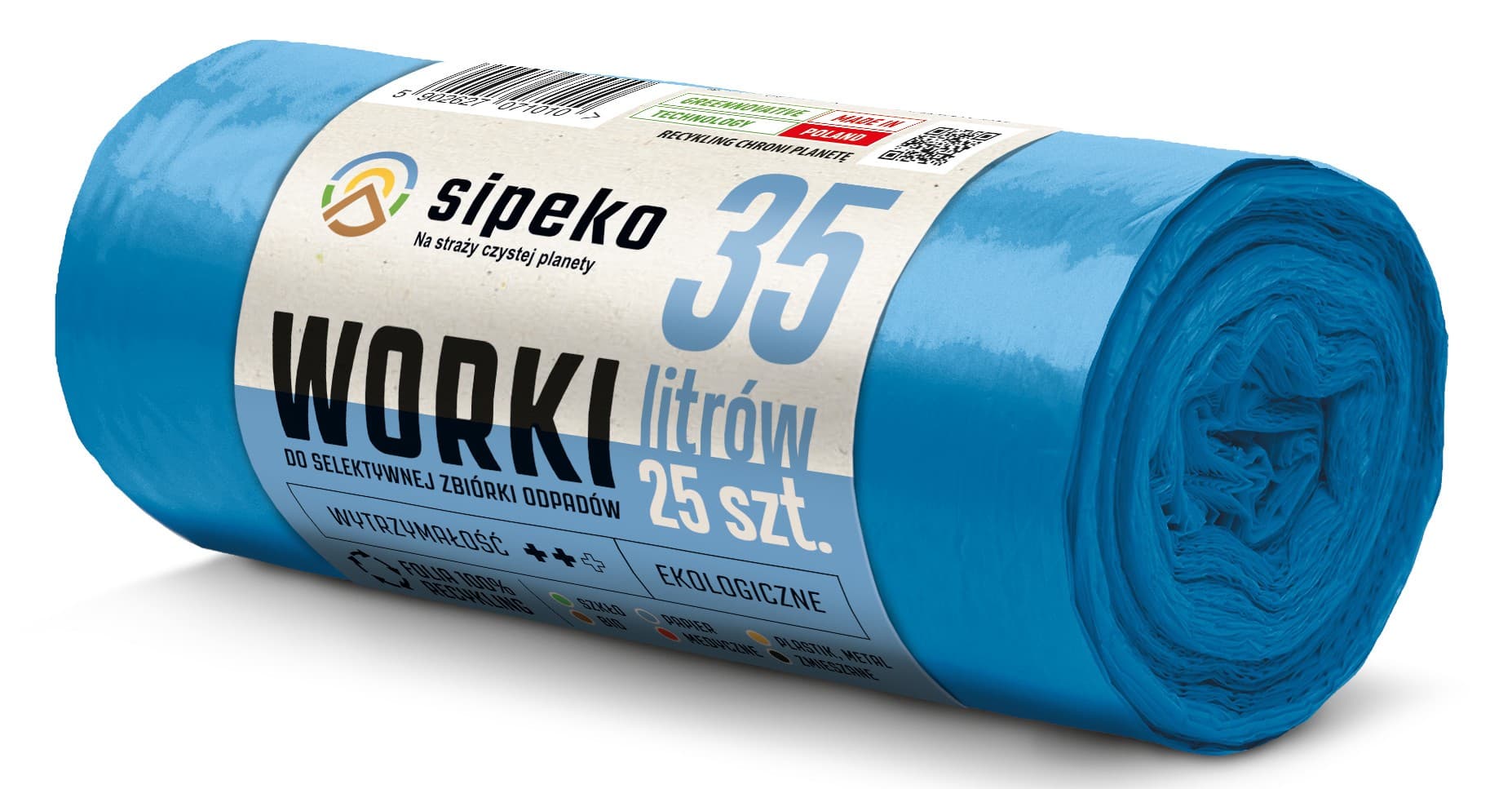 Saci menajeri rezistenti LDPE, 35L, 50 x 60cm, 20 microni, 25buc/rola, Sipeko - albastri