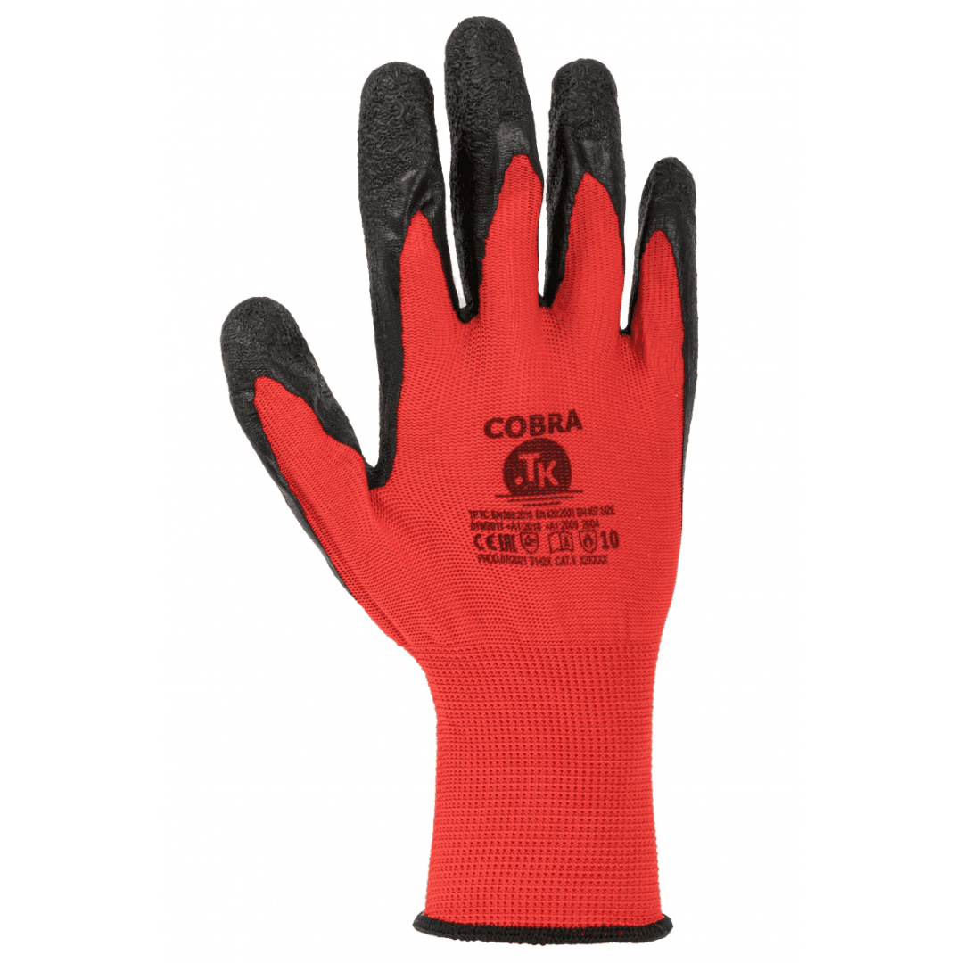 Manusi protectie, din poliester/latex, EN 388 (3142X), EN 420+A1,EN 407, TK- Cobra - marimea 9