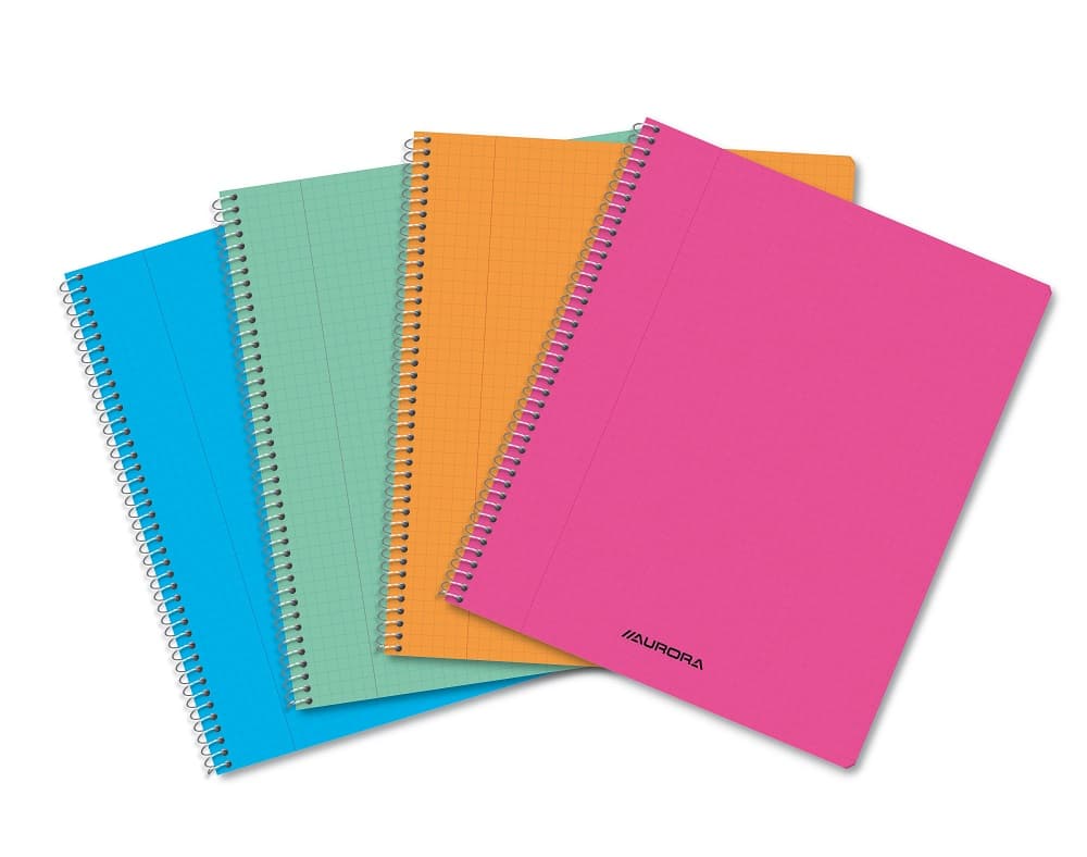 Caiet cu spirala, A5, 60 file - 80gsm, coperta PP transparent color, AURORA - matematica